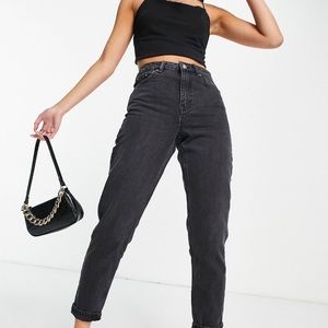 Topshop Mom Jeans in washed black